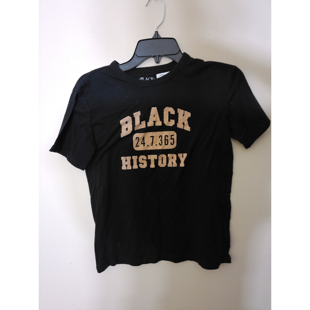 The Children's Place Black History Tee Youth XL 14 Black Gold Graphic Civic Insp